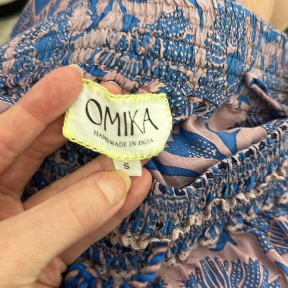 OMIKA Anthropologie India pants top set resort wear pink blue small s - Picture 4 of 10